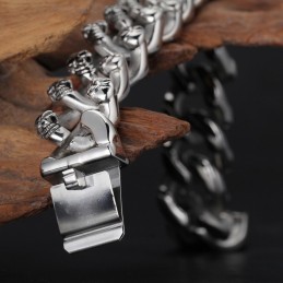 Pulseira De Titânio Com Caveira Dupla Da Moda Para Homens