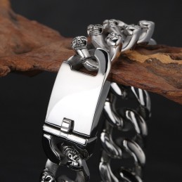 Pulseira De Titânio Com Caveira Dupla Da Moda Para Homens