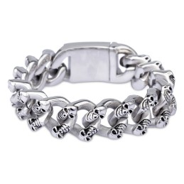 Pulseira De Titânio Com Caveira Dupla Da Moda Para Homens
