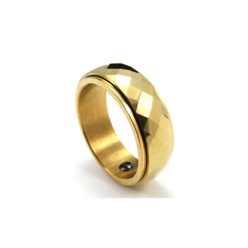 Anel De Tungstênio Facetado Dourado Novo Estilo Anel De Tungstênio Facetado Dourado Novo Estilo