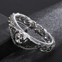 Pulseira De Titânio Com Padrão Exagerado Vintage E Cabeça De Tigre Para Homens