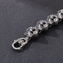Pulseira De Titânio Com Fecho Em Cruz E Cabeça De Tigre Da Moda Para Homens