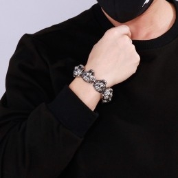 Pulseira De Titânio Com Fecho Em Cruz E Cabeça De Tigre Da Moda Para Homens