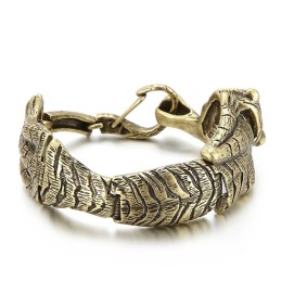 Pulseira Vintage De Titânio Com Tigre Dourado Antigo Para Homens
