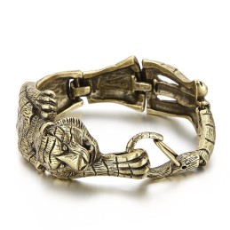 Pulseira Vintage De Titânio Com Tigre Dourado Antigo Para Homens