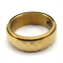 Anel De Tungstênio Facetado Dourado Novo Estilo