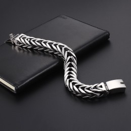 Pulseira Masculina De Titânio Grosso Com Dupla Camada Em Formato De V