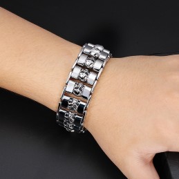 Pulseira De Titânio Estilo Chique Com Caveira Para Homens
