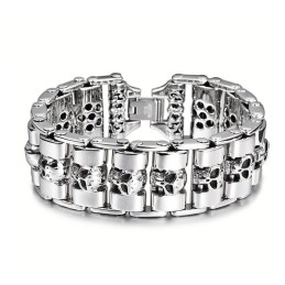 Pulseira De Titânio Estilo Chique Com Caveira Para Homens