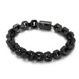 Pulseira Masculina De Titânio Banhada A Polígono Com Caveira Emendada