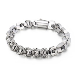 Pulseira De Titânio Poligonal Com Caveira Emendada Para Homens