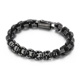 Pulseira De Titânio Poligonal Com Caveira Emendada Para Homens