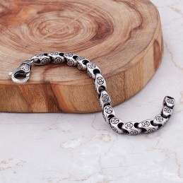 Pulseira De Titânio Retrô Com Flor Vazada E Chique Para Homens