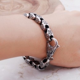 Pulseira De Titânio Retrô Com Flor Vazada E Chique Para Homens