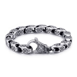 Pulseira De Titânio Retrô Com Flor Vazada E Chique Para Homens