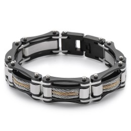 Pulseira Masculina De Titânio Com Corrente Torcida E Rock Hip-Hop