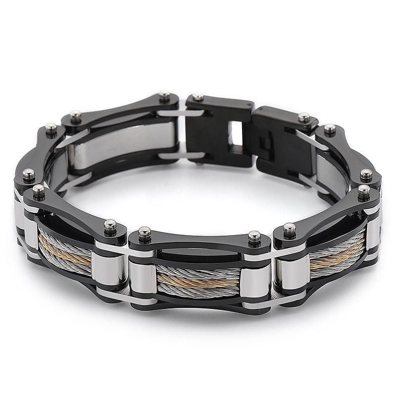 Pulseira Masculina De Titânio Com Corrente Torcida E Rock Hip-Hop Pulseira Masculina De Titânio Com Corrente Torcida E Rock Hip-Hop
