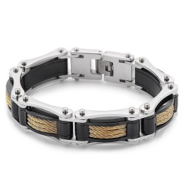 Pulseira Masculina De Titânio Com Corrente Torcida E Rock Hip-Hop