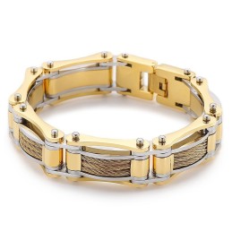Pulseira Masculina De Titânio Com Corrente Torcida E Rock Hip-Hop