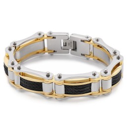 Pulseira Masculina De Titânio Com Corrente Torcida E Rock Hip-Hop