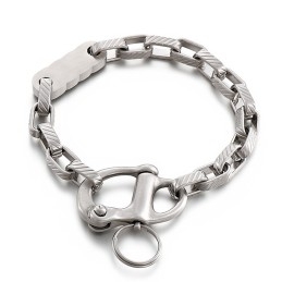 Chaveiro Retrô Quadrado Preto Listrado Pulseira Masculina De Titânio