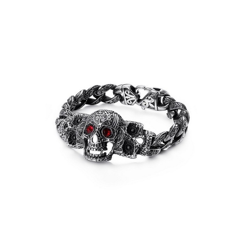 Pulseira De Titânio Com Cruz De Caveira E Zircônia Pulseira De Titânio Com Cruz De Caveira E Zircônia