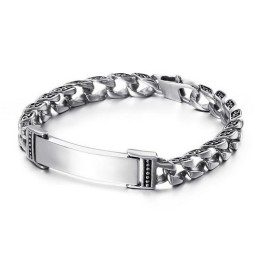 Pulseira De Titânio Com Cruz De Caveira E Zircônia