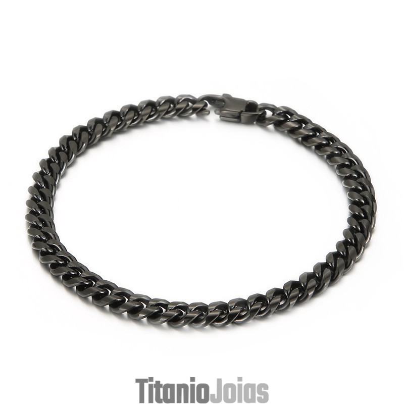 Colar Com Pulseira Cubana Masculina De Titânio Fashion Atmosphere Colar Com Pulseira Cubana Masculina De Titânio Fashion Atmosphere