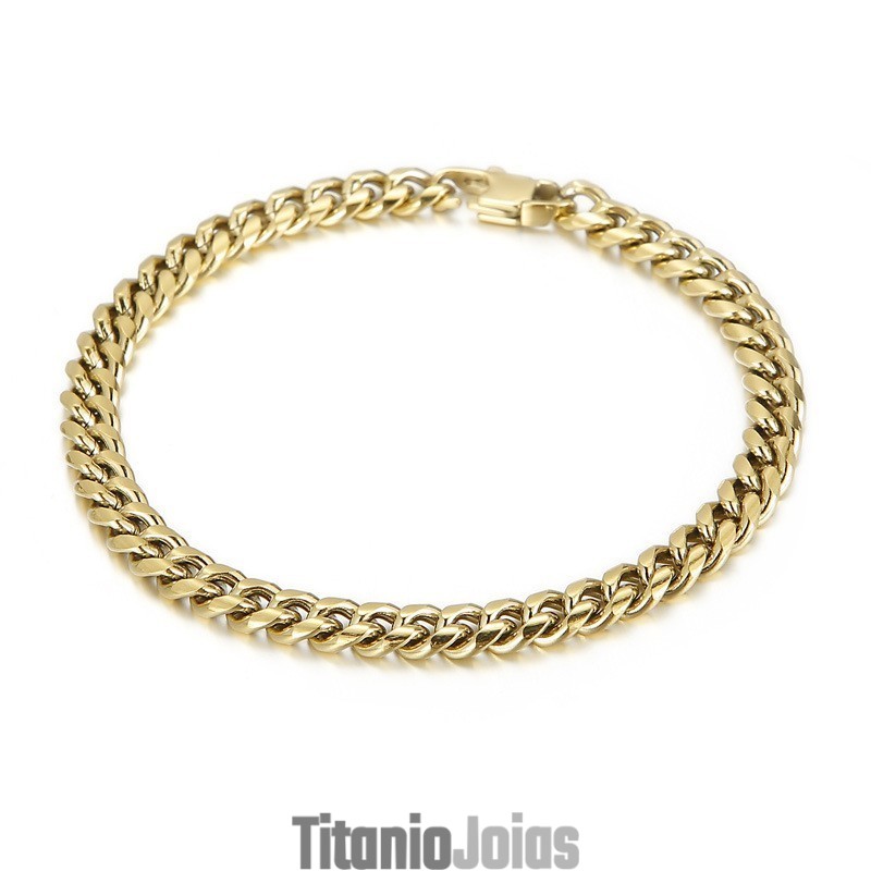 Colar Com Pulseira Cubana Masculina De Titânio Fashion Atmosphere Colar Com Pulseira Cubana Masculina De Titânio Fashion Atmosphere
