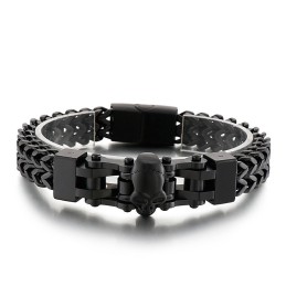 Pulseira De Titânio Masculina Com Caveira Hip Hop