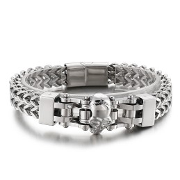 Pulseira De Titânio Masculina Com Caveira Hip Hop