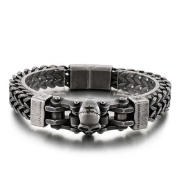 Pulseira De Titânio Masculina Com Caveira Hip Hop