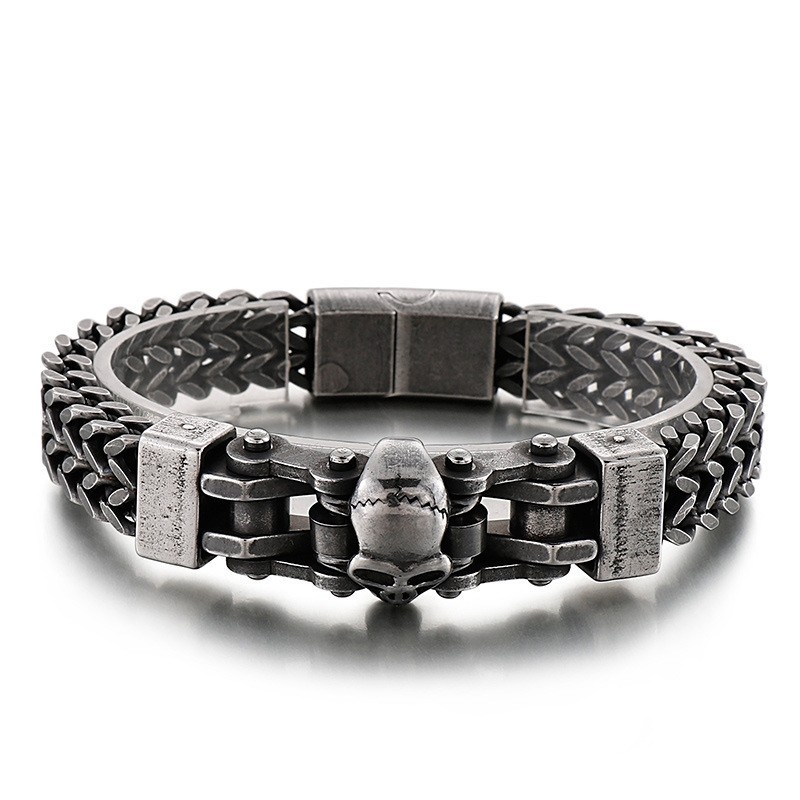Pulseira De Titânio Masculina Com Caveira Hip Hop Pulseira De Titânio Masculina Com Caveira Hip Hop