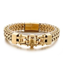 Pulseira De Titânio Masculina Com Caveira Hip Hop