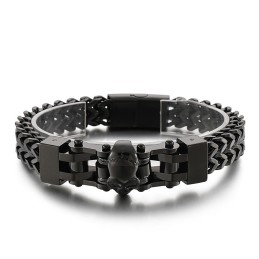 Pulseira De Titânio Com Caveira Hip Hop Masculina