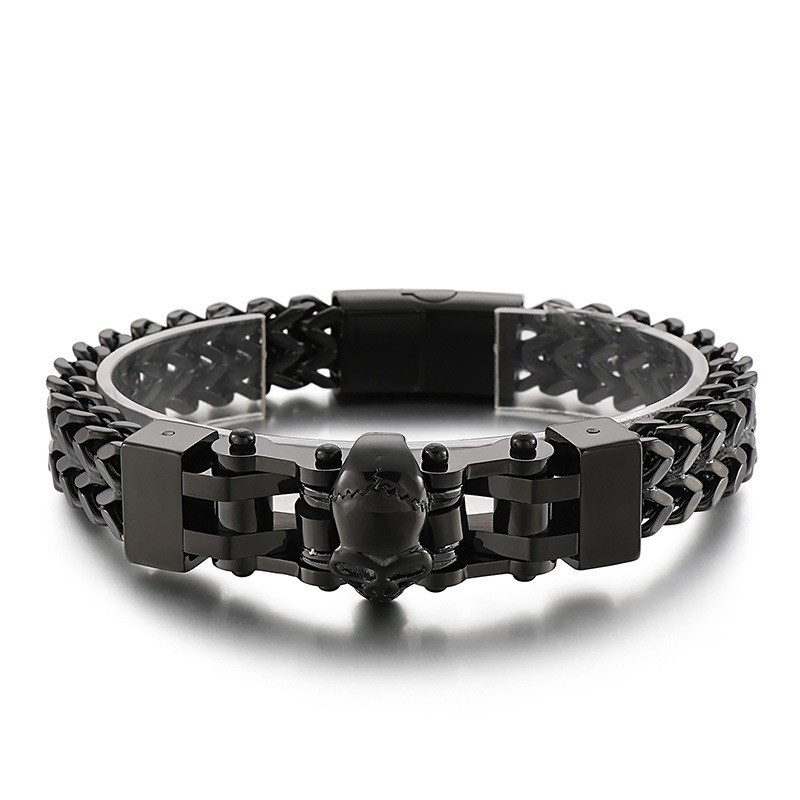 Pulseira De Titânio Com Caveira Hip Hop Masculina Pulseira De Titânio Com Caveira Hip Hop Masculina