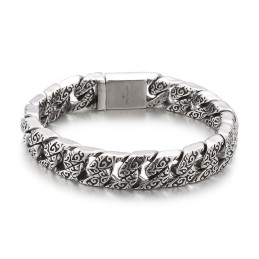 Pulseira Masculina De Titânio Com Flor Vintage E Novo Estilo