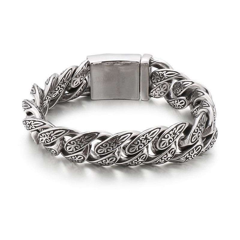 Pulseira Masculina De Titânio Com Flor Vintage E Nova Joia Pulseira Masculina De Titânio Com Flor Vintage E Nova Joia