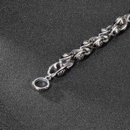 Pulseira Masculina De Titânio Estilo Rock Hip Hop Com Caveira Dupla