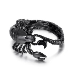 Pulseira De Titânio Escorpião Preto Para Homens