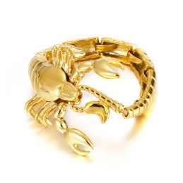 Pulseira De Titânio Escorpião Dourada Incrível Para Homens