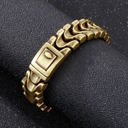 Pulseira Masculina Vintage De Titânio Com Osso De Dragão