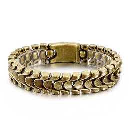 Pulseira Masculina Vintage De Titânio Com Osso De Dragão