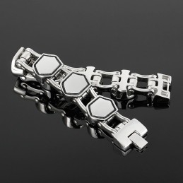 Pulseira De Titânio Geométrica Masculina Da Moda