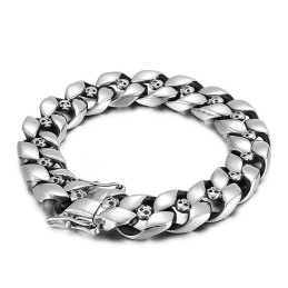 Pulseira De Caveira De Titânio Masculina De Hip Hop