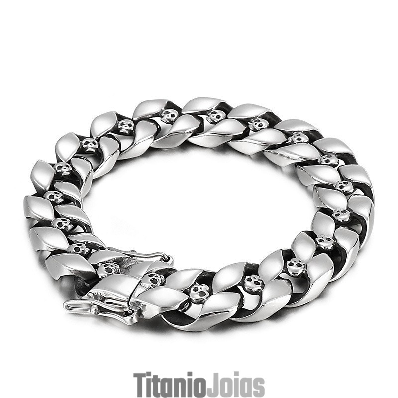 Pulseira De Caveira De Titânio Masculina De Hip Hop Pulseira De Caveira De Titânio Masculina De Hip Hop