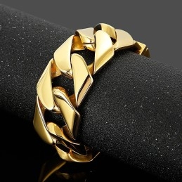 Pulseira Hip Hop De Titânio Com 31Mm De Largura E Ouro Da Moda