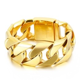 Pulseira Hip Hop De Titânio Com 31Mm De Largura E Ouro Da Moda