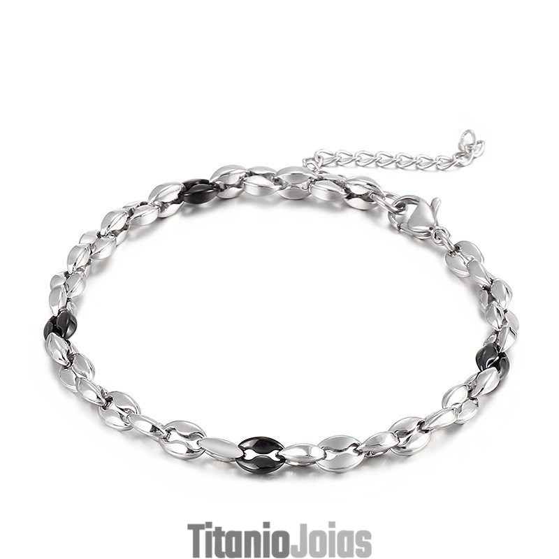 Colar Masculino De Titânio Hundred Com Corrente Extensora Colar Masculino De Titânio Hundred Com Corrente Extensora