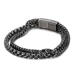 Pulseira Masculina Quadrada Dupla De Titânio